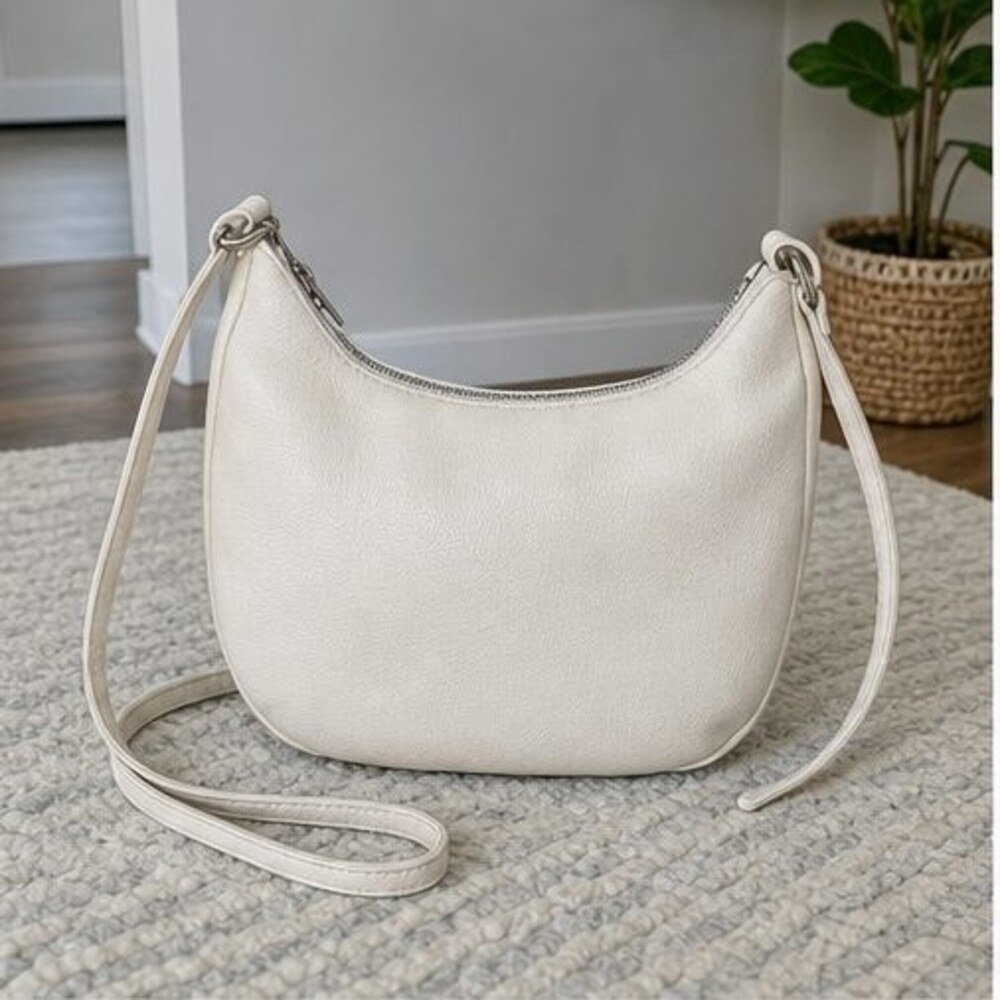 Cream Zip Crossbody Bag